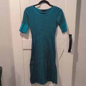 PrAna Teal Striped Dress with Slimming Waist Size XS